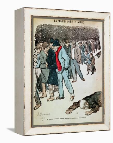 The Misery of Workers and the Unemployed in the Snow, Illustration from "Le Chambard Socialiste"-Théophile Alexandre Steinlen-Framed Premier Image Canvas