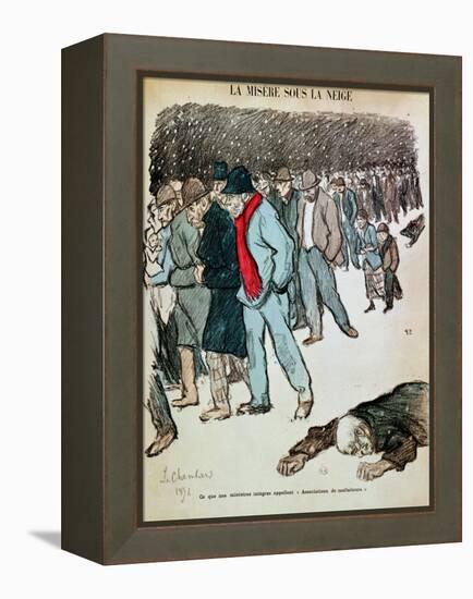 The Misery of Workers and the Unemployed in the Snow, Illustration from "Le Chambard Socialiste"-Théophile Alexandre Steinlen-Framed Premier Image Canvas