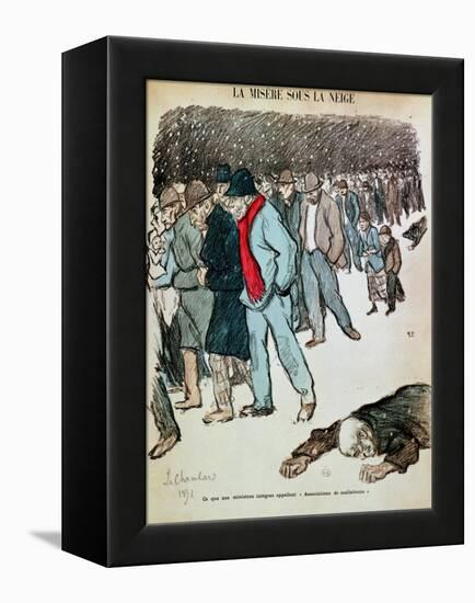 The Misery of Workers and the Unemployed in the Snow, Illustration from "Le Chambard Socialiste"-Théophile Alexandre Steinlen-Framed Premier Image Canvas