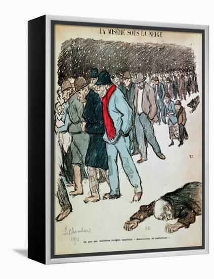 The Misery of Workers and the Unemployed in the Snow, Illustration from "Le Chambard Socialiste"-Théophile Alexandre Steinlen-Framed Premier Image Canvas