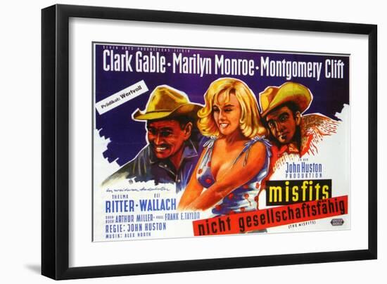 The Misfits, German Movie Poster, 1961-null-Framed Art Print