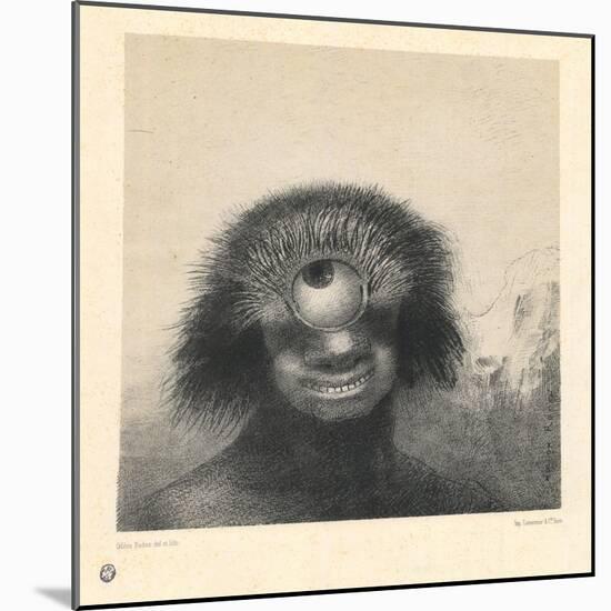 The Misshapen Polyp Floated on the Shores, a Sort of Smiling and Hideous Cyclops, 1883 (Lithograph)-Odilon Redon-Mounted Giclee Print