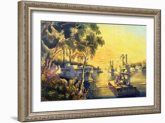 The Mississippi in the Time of Peace, Pub. by Currier and Ives, New York, 1865-Frances Flora Bond Palmer-Framed Giclee Print