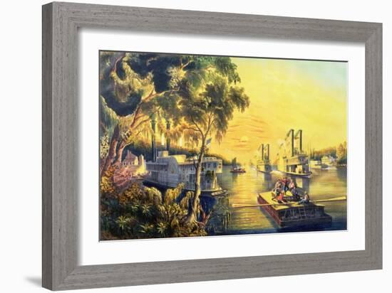 The Mississippi in the Time of Peace, Pub. by Currier and Ives, New York, 1865-Frances Flora Bond Palmer-Framed Giclee Print