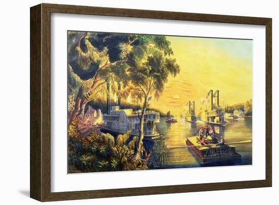 The Mississippi in the Time of Peace, Pub. by Currier and Ives, New York, 1865-Frances Flora Bond Palmer-Framed Giclee Print