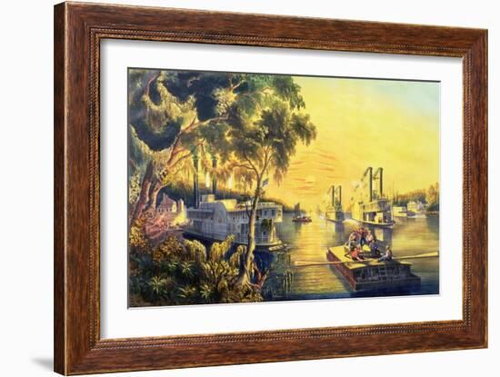 The Mississippi in the Time of Peace, Pub. by Currier and Ives, New York, 1865-Frances Flora Bond Palmer-Framed Giclee Print