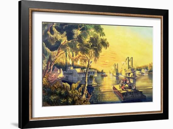 The Mississippi in the Time of Peace, Pub. by Currier and Ives, New York, 1865-Frances Flora Bond Palmer-Framed Giclee Print