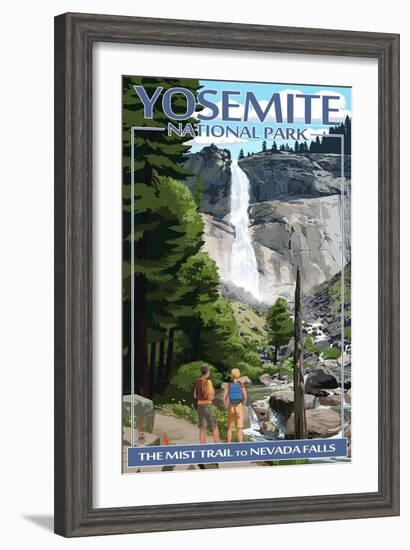 The Mist Trail - Yosemite National Park, California-Lantern Press-Framed Art Print