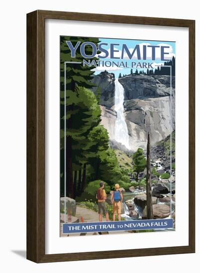 The Mist Trail - Yosemite National Park, California-Lantern Press-Framed Art Print