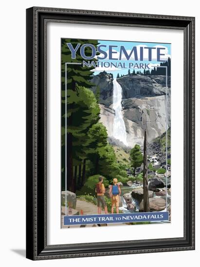 The Mist Trail - Yosemite National Park, California-Lantern Press-Framed Art Print