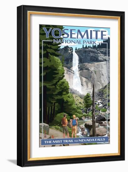 The Mist Trail - Yosemite National Park, California-Lantern Press-Framed Art Print