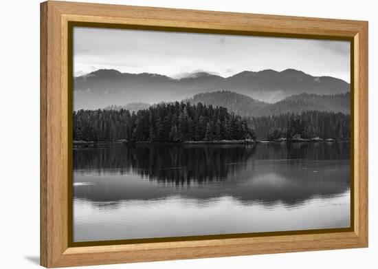 The misty mountains and calm waters of the Tongass National Forest, Southeast Alaska, USA-Mark A Johnson-Framed Premier Image Canvas