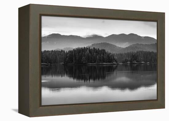 The misty mountains and calm waters of the Tongass National Forest, Southeast Alaska, USA-Mark A Johnson-Framed Premier Image Canvas