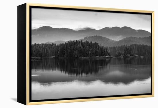 The misty mountains and calm waters of the Tongass National Forest, Southeast Alaska, USA-Mark A Johnson-Framed Premier Image Canvas