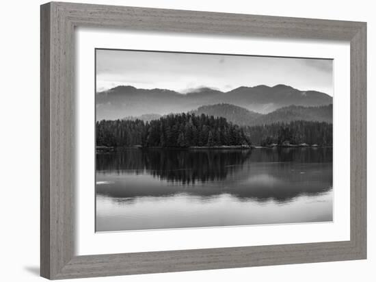 The misty mountains and calm waters of the Tongass National Forest, Southeast Alaska, USA-Mark A Johnson-Framed Photographic Print