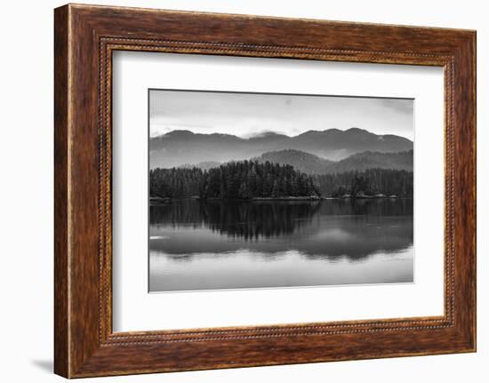 The misty mountains and calm waters of the Tongass National Forest, Southeast Alaska, USA-Mark A Johnson-Framed Photographic Print