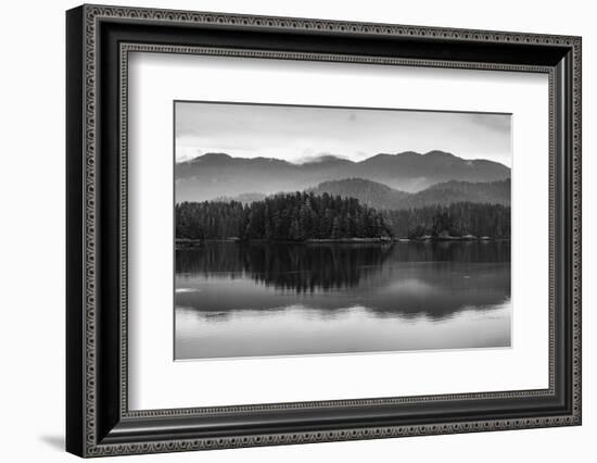 The misty mountains and calm waters of the Tongass National Forest, Southeast Alaska, USA-Mark A Johnson-Framed Photographic Print