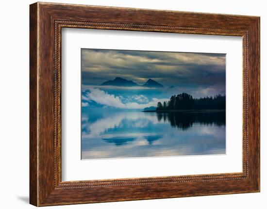 The misty mountains and calm waters of the Tongass National Forest, Southeast Alaska, USA-Mark A Johnson-Framed Photographic Print