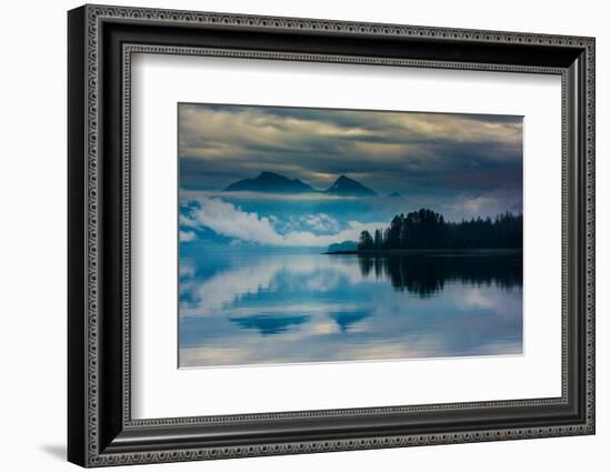 The misty mountains and calm waters of the Tongass National Forest, Southeast Alaska, USA-Mark A Johnson-Framed Photographic Print