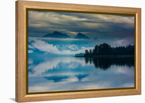 The misty mountains and calm waters of the Tongass National Forest, Southeast Alaska, USA-Mark A Johnson-Framed Premier Image Canvas