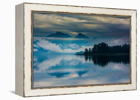 The misty mountains and calm waters of the Tongass National Forest, Southeast Alaska, USA-Mark A Johnson-Framed Premier Image Canvas