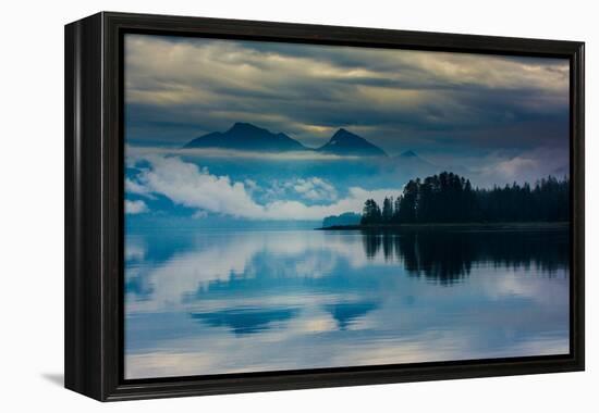 The misty mountains and calm waters of the Tongass National Forest, Southeast Alaska, USA-Mark A Johnson-Framed Premier Image Canvas