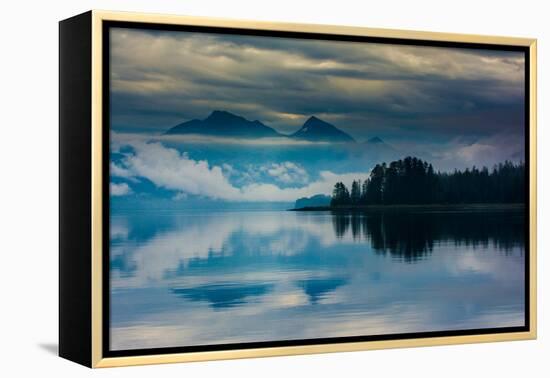 The misty mountains and calm waters of the Tongass National Forest, Southeast Alaska, USA-Mark A Johnson-Framed Premier Image Canvas