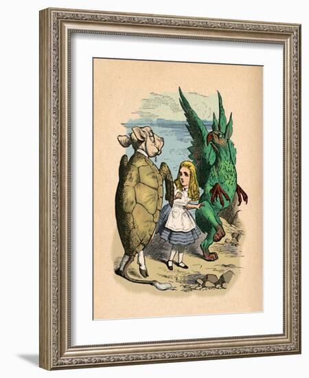 'The Mock Turtle, Alice and The Gryphon', 1889-John Tenniel-Framed Giclee Print