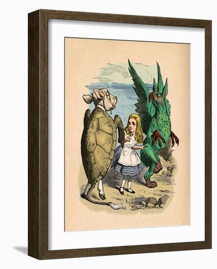 'The Mock Turtle, Alice and The Gryphon', 1889-John Tenniel-Framed Giclee Print