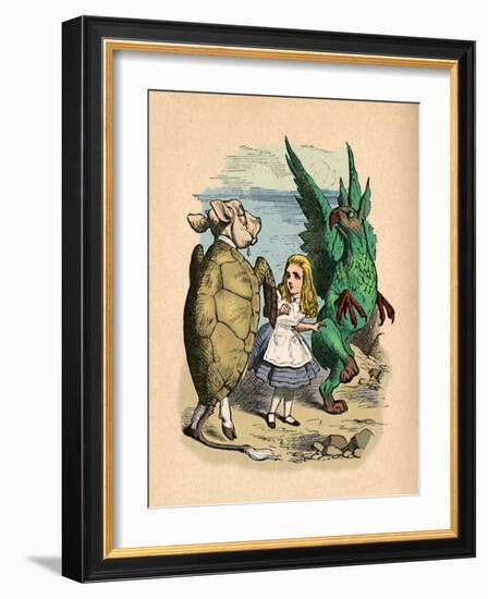 'The Mock Turtle, Alice and The Gryphon', 1889-John Tenniel-Framed Giclee Print