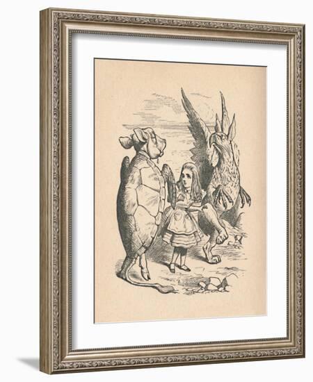 'The Mock Turtle, Alice and The Gryphon', 1889-John Tenniel-Framed Giclee Print