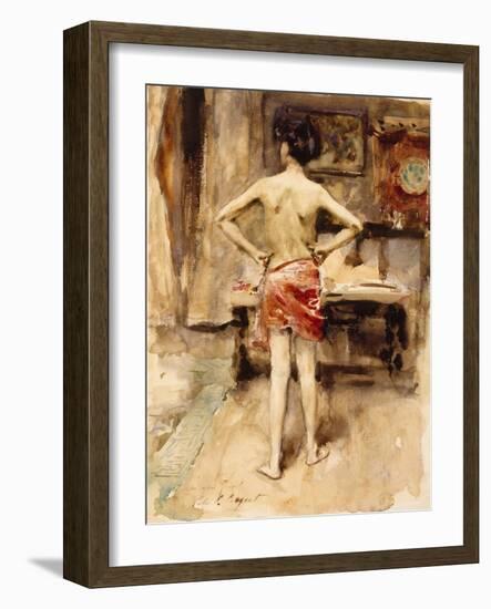 The Model, 1876 (W/C over Graphite Pencil on Woven Paper)-John Singer Sargent-Framed Giclee Print