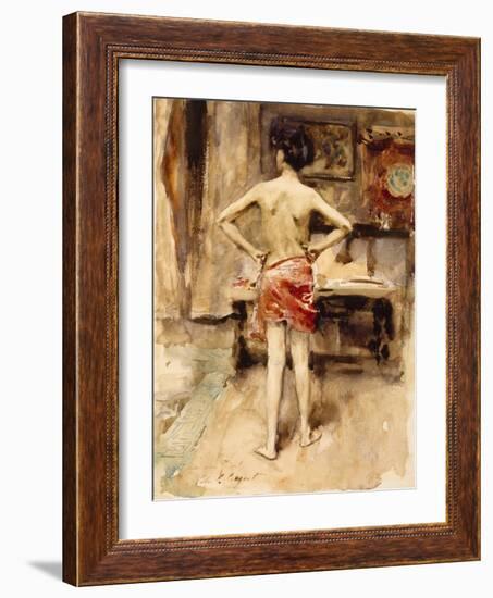 The Model, 1876 (W/C over Graphite Pencil on Woven Paper)-John Singer Sargent-Framed Giclee Print
