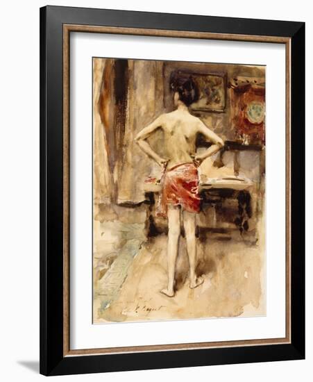 The Model, 1876 (W/C over Graphite Pencil on Woven Paper)-John Singer Sargent-Framed Giclee Print