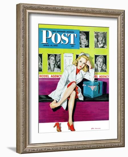 "The Model," Saturday Evening Post Cover, April 17, 1943-Al Moore-Framed Giclee Print