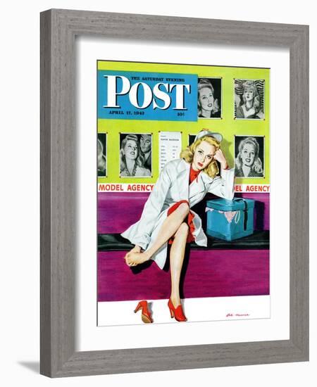 "The Model," Saturday Evening Post Cover, April 17, 1943-Al Moore-Framed Giclee Print