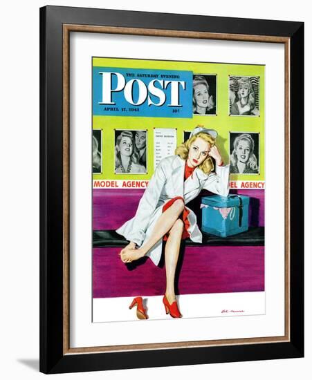 "The Model," Saturday Evening Post Cover, April 17, 1943-Al Moore-Framed Giclee Print