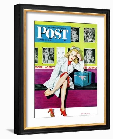 "The Model," Saturday Evening Post Cover, April 17, 1943-Al Moore-Framed Giclee Print