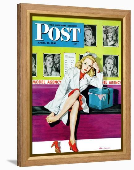 "The Model," Saturday Evening Post Cover, April 17, 1943-Al Moore-Framed Premier Image Canvas
