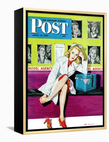 "The Model," Saturday Evening Post Cover, April 17, 1943-Al Moore-Framed Premier Image Canvas