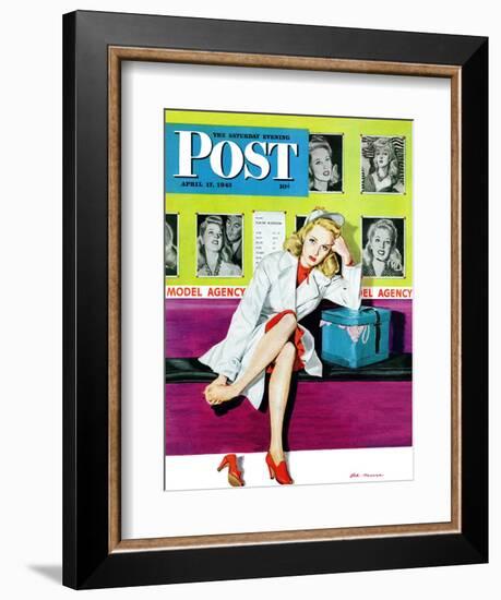 "The Model," Saturday Evening Post Cover, April 17, 1943-Al Moore-Framed Giclee Print