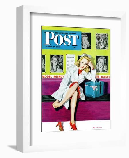 "The Model," Saturday Evening Post Cover, April 17, 1943-Al Moore-Framed Giclee Print