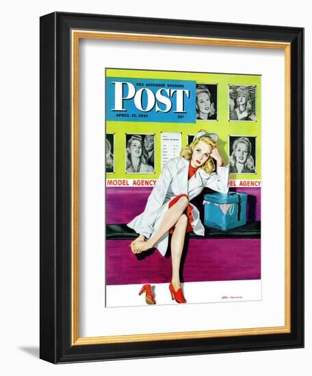 "The Model," Saturday Evening Post Cover, April 17, 1943-Al Moore-Framed Giclee Print