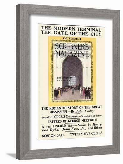 The Modern Terminal, The Gate Of The City. October, Scribner's Magazine-Adolph Treidler-Framed Art Print