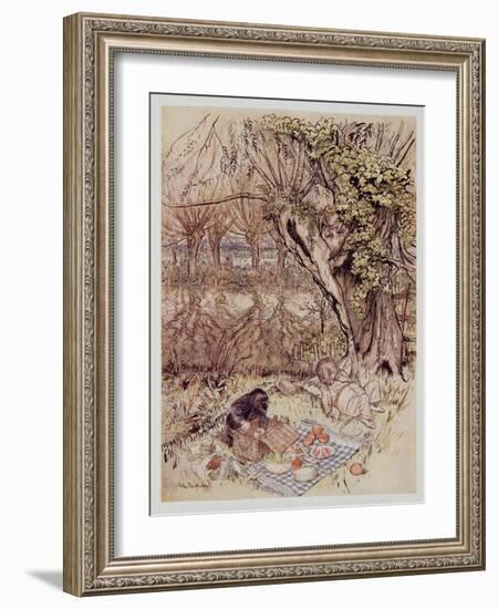 The Mole Begged as a Favour to Be Allowed to Unpack it All by Himself, from Wind in the Willows by-Arthur Rackham-Framed Giclee Print