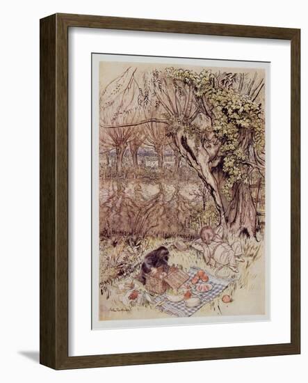 The Mole Begged as a Favour to Be Allowed to Unpack it All by Himself, from Wind in the Willows by-Arthur Rackham-Framed Giclee Print