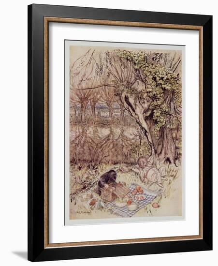 The Mole Begged as a Favour to Be Allowed to Unpack it All by Himself, from Wind in the Willows by-Arthur Rackham-Framed Giclee Print