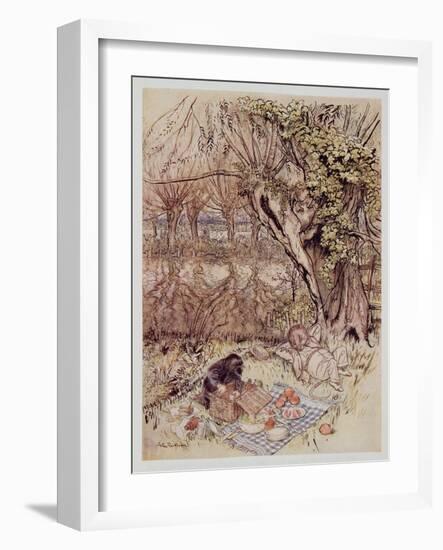 The Mole Begged as a Favour to Be Allowed to Unpack it All by Himself, from Wind in the Willows by-Arthur Rackham-Framed Giclee Print