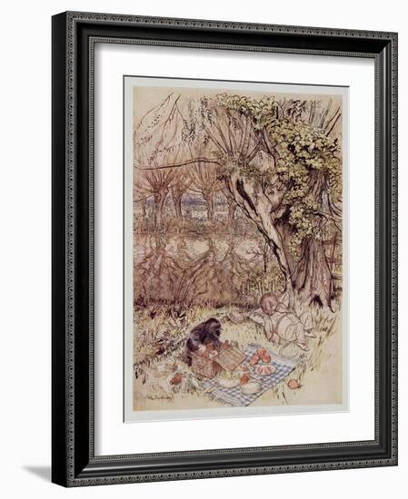 The Mole Begged as a Favour to Be Allowed to Unpack it All by Himself, from Wind in the Willows by-Arthur Rackham-Framed Giclee Print