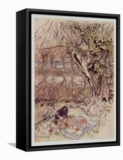 The Mole Begged as a Favour to Be Allowed to Unpack it All by Himself, from Wind in the Willows by-Arthur Rackham-Framed Premier Image Canvas